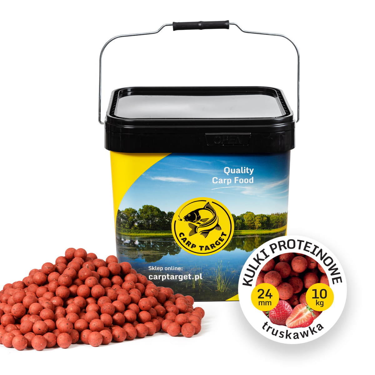 Kulki Proteinowe Truskawka 24mm 10kg + Wiadro 17L