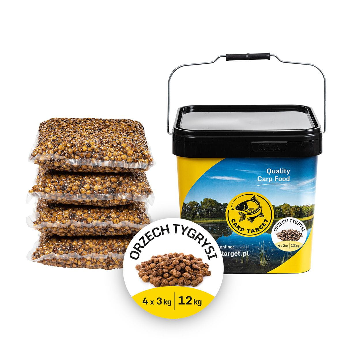 Orzech Tygrysi Gotowa Zanęta 12kg (4x3kg) + Wiadro 17L