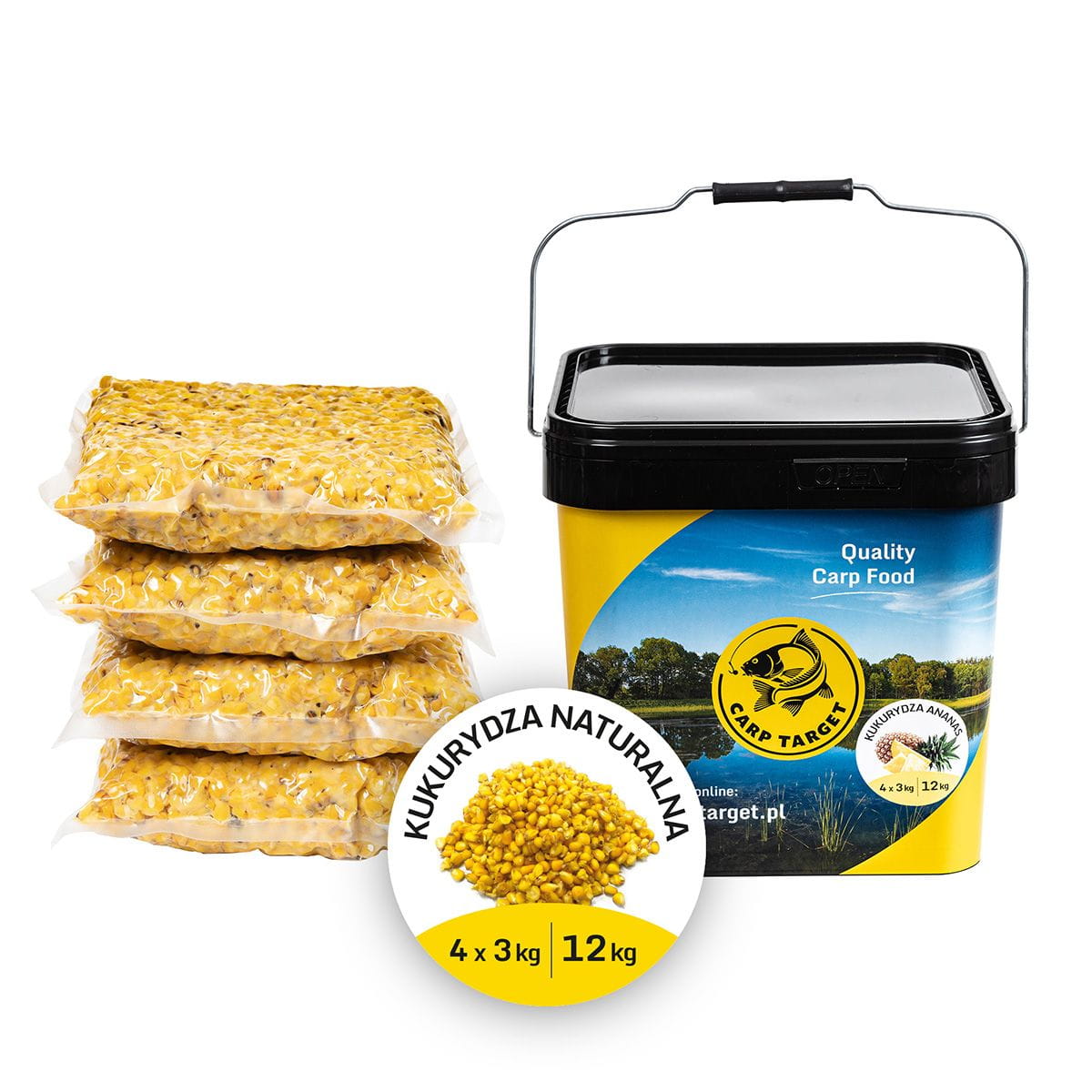 Kukurydza Naturalna Zanęta 12 kg (4x3kg) + Wiadro 17L