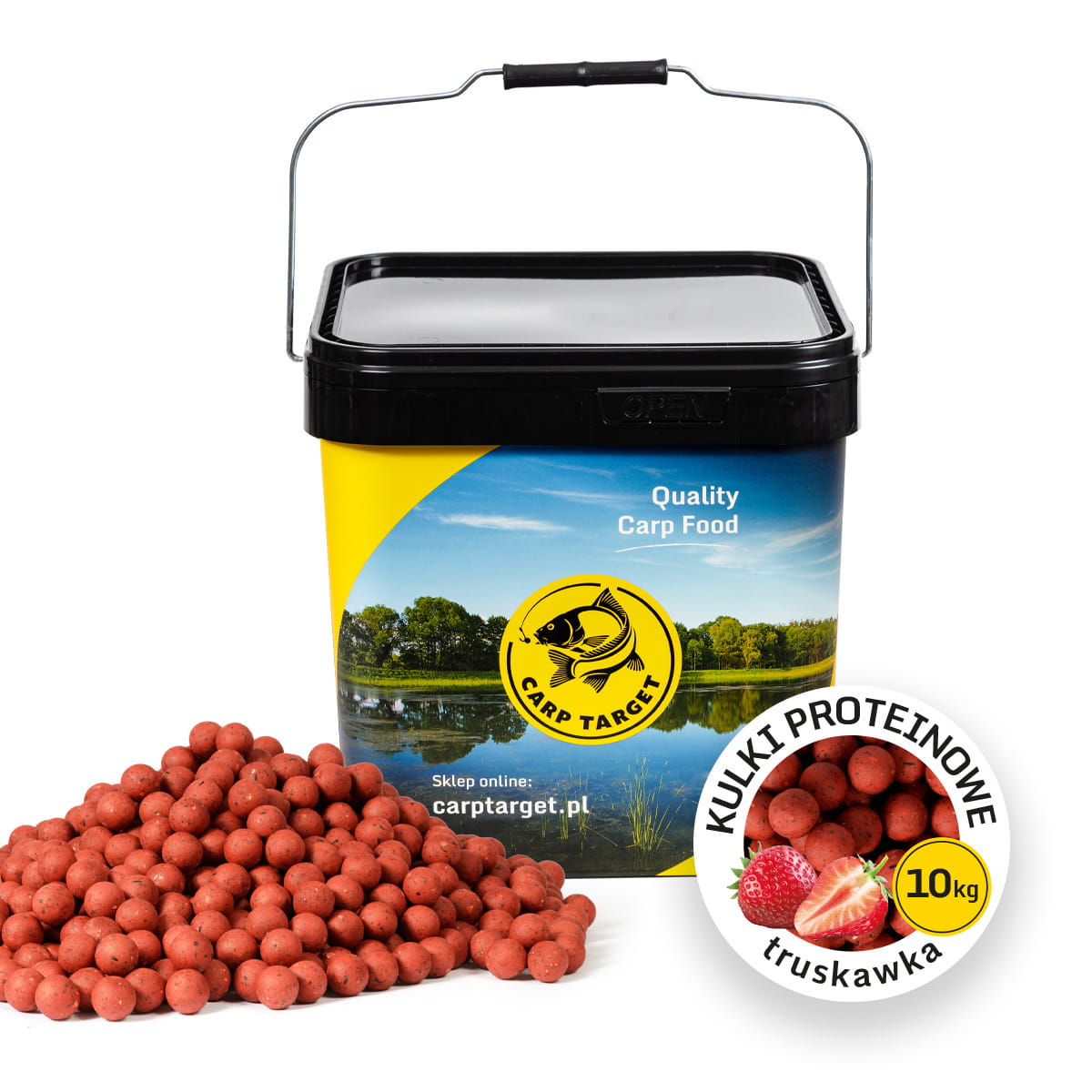 Kulki Proteinowe Truskawka 20mm 10kg + Wiadro 17L