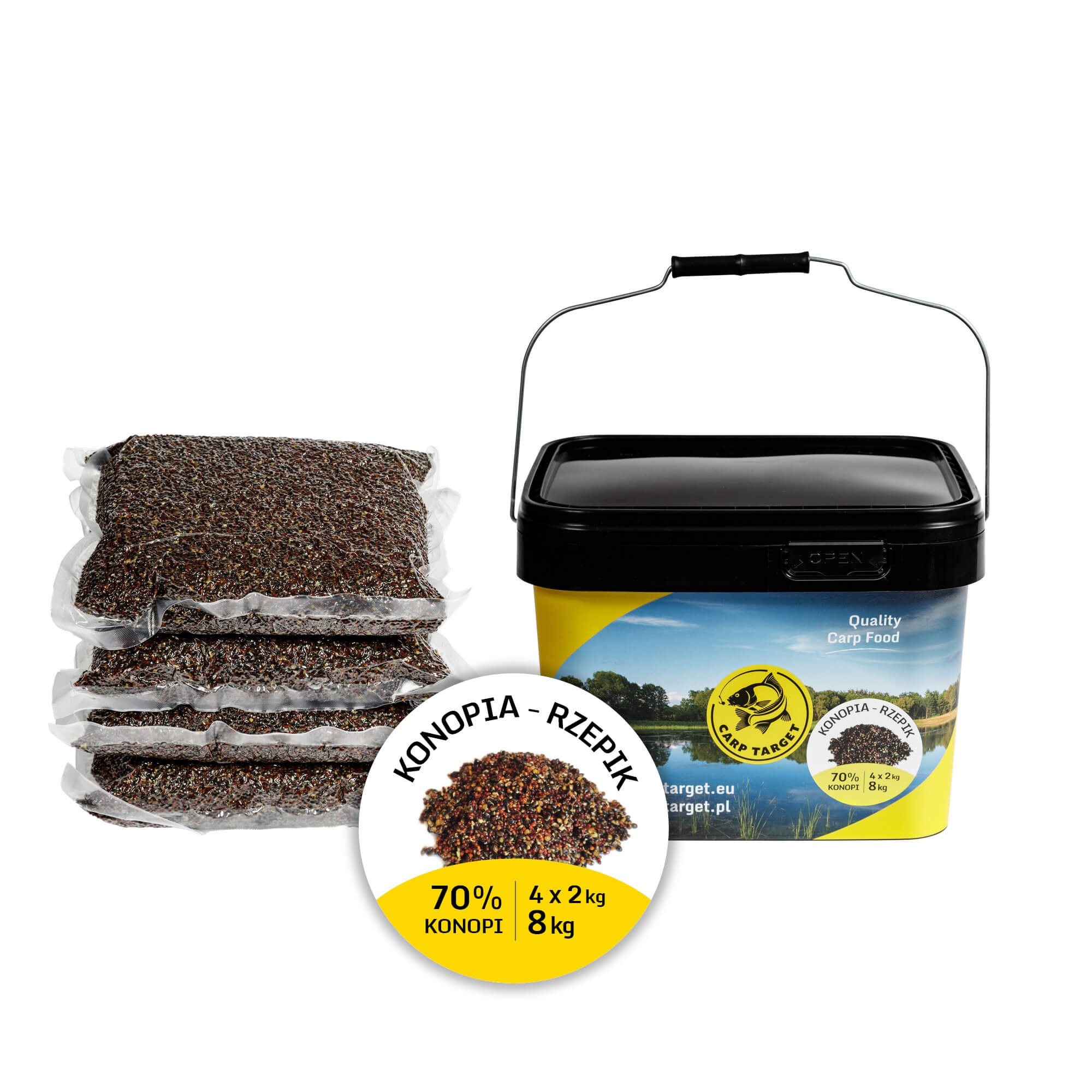 Konopie Rzepik Mix Ziaren Zanęta 8 kg (4x2kg) + Wiadro 10L